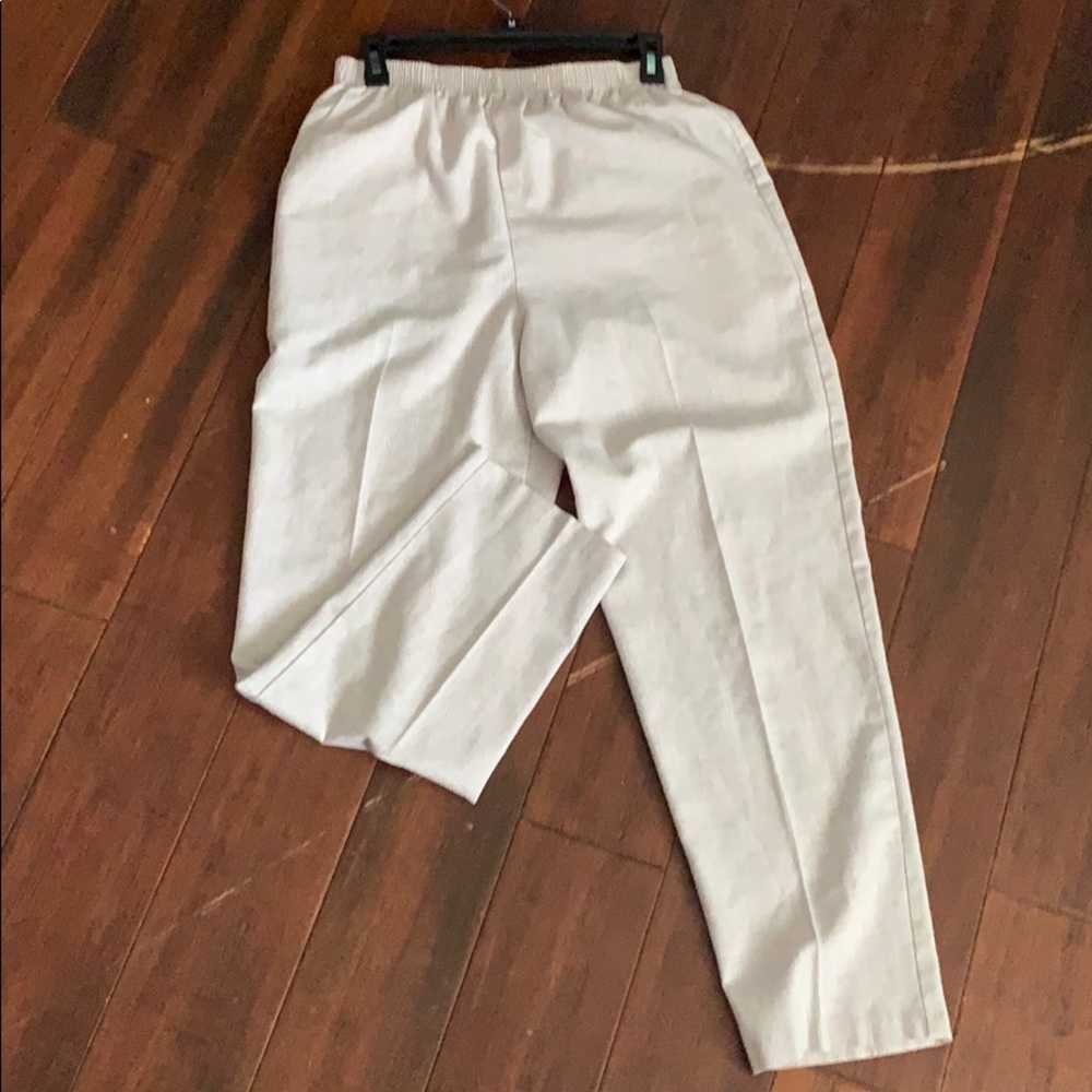 Cream/ White Polyester pants/office pants